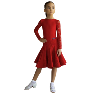 Girl' Juvenile Competition Long Sleeve Red Dress